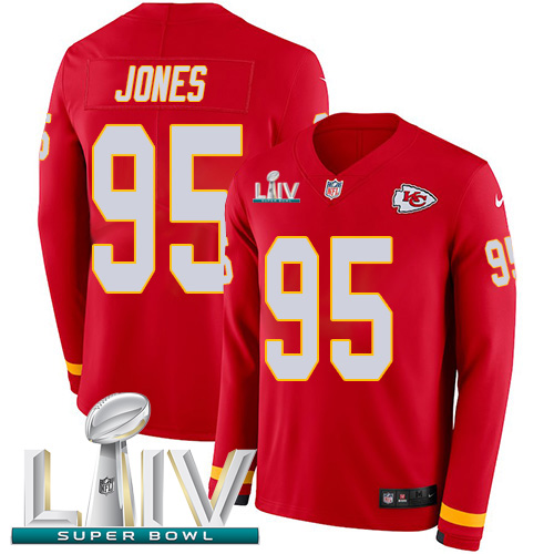 Nike Chiefs #95 Chris Jones Red Super Bowl LIV 2020 Team Color Youth Stitched NFL Limited Therma Long Sleeve Jersey Nike Chiefs #95 Chris Jones Red Super Bowl LIV 2020 Team Color Youth Stitched NFL Limited Therma Long Sleeve Jersey