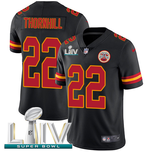 Nike Chiefs #22 Juan Thornhill Black Super Bowl LIV 2020 Youth Stitched NFL Limited Rush Jersey Nike Chiefs #22 Juan Thornhill Black Super Bowl LIV 2020 Youth Stitched NFL Limited Rush Jersey