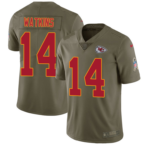 Nike Chiefs #14 Sammy Watkins Olive Youth Stitched NFL Limited 2017 Salute to Service Jersey Nike Chiefs #14 Sammy Watkins Olive Youth Stitched NFL Limited 2017 Salute to Service Jersey