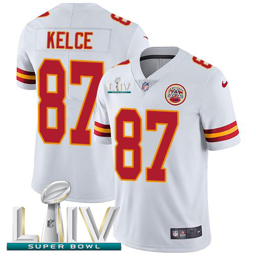Nike Chiefs #87 Travis Kelce White Super Bowl LIV 2020 Youth Stitched NFL Vapor Untouchable Limited Jersey Nike Chiefs #87 Travis Kelce White Super Bowl LIV 2020 Youth Stitched NFL Vapor Untouchable Limited Jersey
