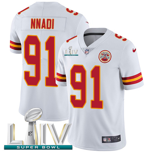 Nike Chiefs #91 Derrick Nnadi White Super Bowl LIV 2020 Youth Stitched NFL Vapor Untouchable Limited Jersey Nike Chiefs #91 Derrick Nnadi White Super Bowl LIV 2020 Youth Stitched NFL Vapor Untouchable Limited Jersey