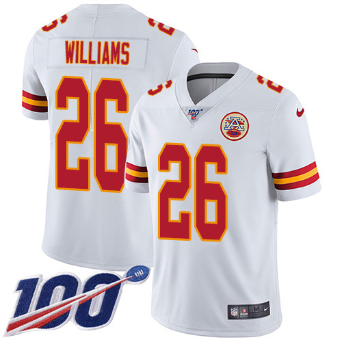 Nike Chiefs #26 Damien Williams White Youth Stitched NFL 100th Season Vapor Untouchable Limited Jersey Nike Chiefs #26 Damien Williams White Youth Stitched NFL 100th Season Vapor Untouchable Limited Jersey