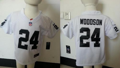 Toddler Nike Raiders #24 Charles Woodson White Stitched NFL Elite Jersey Toddler Nike Raiders #24 Charles Woodson White Stitched NFL Elite Jersey