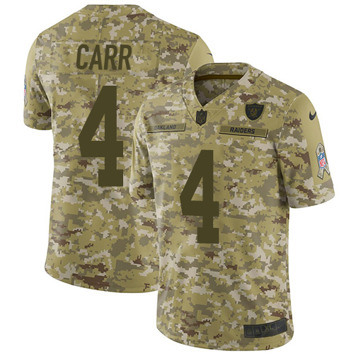 Nike Raiders #4 Derek Carr Camo Youth Stitched NFL Limited 2018 Salute to Service Jersey Nike Raiders #4 Derek Carr Camo Youth Stitched NFL Limited 2018 Salute to Service Jersey