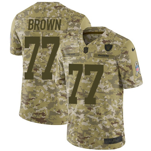 Nike Raiders #77 Trent Brown Camo Youth Stitched NFL Limited 2018 Salute To Service Jersey Nike Raiders #77 Trent Brown Camo Youth Stitched NFL Limited 2018 Salute To Service Jersey