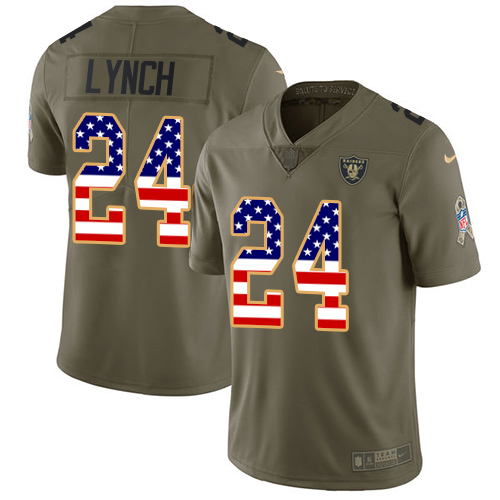 Nike Raiders #24 Marshawn Lynch Olive/USA Flag Youth Stitched NFL Limited 2017 Salute to Service Jersey Nike Raiders #24 Marshawn Lynch Olive/USA Flag Youth Stitched NFL Limited 2017 Salute to Service Jersey