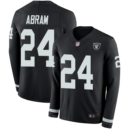 Nike Raiders #24 Johnathan Abram Black Team Color Youth Stitched NFL Limited Therma Long Sleeve Jersey Nike Raiders #24 Johnathan Abram Black Team Color Youth Stitched NFL Limited Therma Long Sleeve Jersey