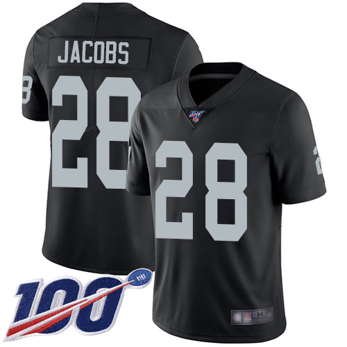 Nike Raiders #28 Josh Jacobs Black Team Color Youth Stitched NFL 100th Season Vapor Limited Jersey Nike Raiders #28 Josh Jacobs Black Team Color Youth Stitched NFL 100th Season Vapor Limited Jersey
