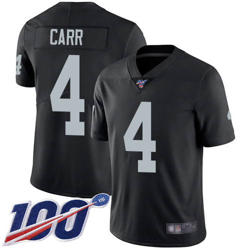 Nike Raiders #4 Derek Carr Black Team Color Youth Stitched NFL 100th Season Vapor Limited Jersey Nike Raiders #4 Derek Carr Black Team Color Youth Stitched NFL 100th Season Vapor Limited Jersey
