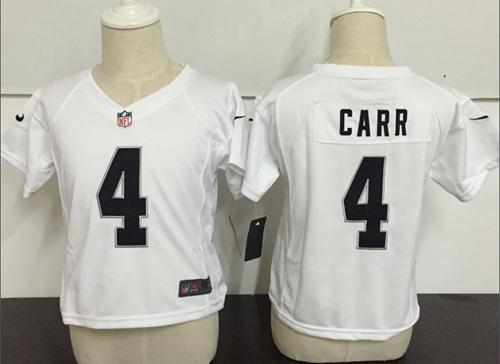 Toddler Nike Raiders #4 Derek Carr White Stitched NFL Elite Jersey Toddler Nike Raiders #4 Derek Carr White Stitched NFL Elite Jersey