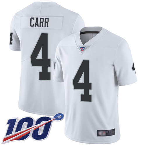 Nike Raiders #4 Derek Carr White Youth Stitched NFL 100th Season Vapor Limited Jersey Nike Raiders #4 Derek Carr White Youth Stitched NFL 100th Season Vapor Limited Jersey