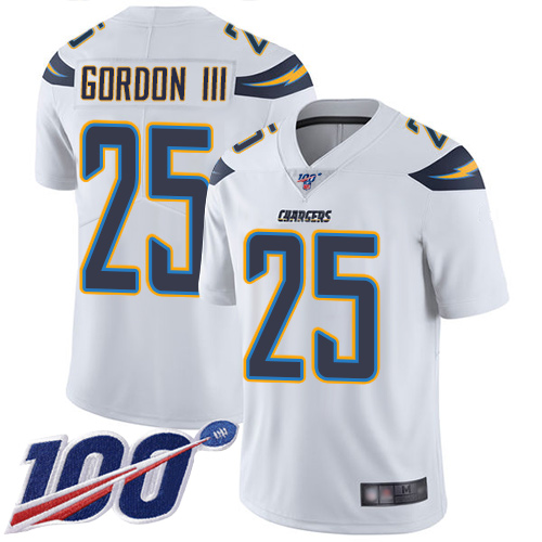 Nike Chargers #25 Melvin Gordon III White Youth Stitched NFL 100th Season Vapor Limited Jersey Nike Chargers #25 Melvin Gordon III White Youth Stitched NFL 100th Season Vapor Limited Jersey