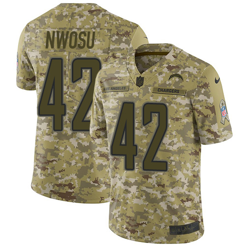 Nike Chargers #42 Uchenna Nwosu Camo Youth Stitched NFL Limited 2018 Salute to Service Jersey Nike Chargers #42 Uchenna Nwosu Camo Youth Stitched NFL Limited 2018 Salute to Service Jersey