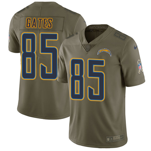 Nike Chargers #85 Antonio Gates Olive Youth Stitched NFL Limited 2017 Salute to Service Jersey Nike Chargers #85 Antonio Gates Olive Youth Stitched NFL Limited 2017 Salute to Service Jersey