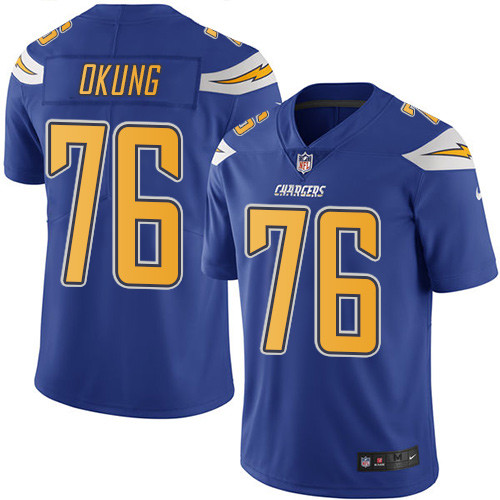 Nike Chargers #76 Russell Okung Electric Blue Youth Stitched NFL Limited Rush Jersey Nike Chargers #76 Russell Okung Electric Blue Youth Stitched NFL Limited Rush Jersey