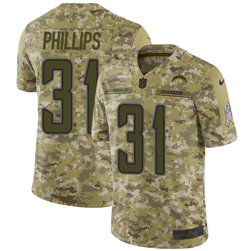 Nike Chargers #31 Adrian Phillips Camo Youth Stitched NFL Limited 2018 Salute to Service Jersey Nike Chargers #31 Adrian Phillips Camo Youth Stitched NFL Limited 2018 Salute to Service Jersey