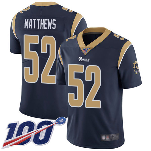 Nike Rams #52 Clay Matthews Navy Blue Team Color Youth Stitched NFL 100th Season Vapor Limited Jersey Nike Rams #52 Clay Matthews Navy Blue Team Color Youth Stitched NFL 100th Season Vapor Limited Jersey