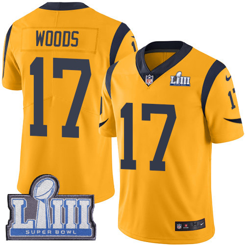 Nike Rams #17 Robert Woods Gold Super Bowl LIII Bound Youth Stitched NFL Limited Rush Jersey Nike Rams #17 Robert Woods Gold Super Bowl LIII Bound Youth Stitched NFL Limited Rush Jersey