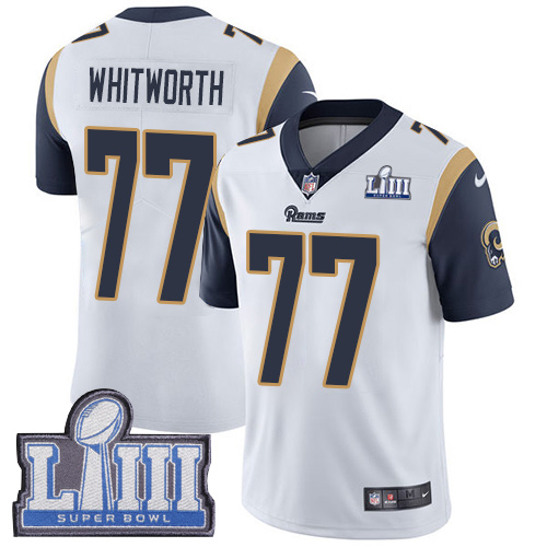 Nike Rams #77 Andrew Whitworth White Super Bowl LIII Bound Youth Stitched NFL Vapor Untouchable Limited Jersey Nike Rams #77 Andrew Whitworth White Super Bowl LIII Bound Youth Stitched NFL Vapor Untouchable Limited Jersey