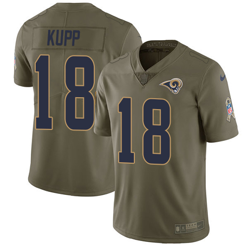 Nike Rams #18 Cooper Kupp Olive Youth Stitched NFL Limited 2017 Salute to Service Jersey Nike Rams #18 Cooper Kupp Olive Youth Stitched NFL Limited 2017 Salute to Service Jersey