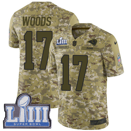Nike Rams #17 Robert Woods Camo Super Bowl LIII Bound Youth Stitched NFL Limited 2018 Salute to Service Jersey Nike Rams #17 Robert Woods Camo Super Bowl LIII Bound Youth Stitched NFL Limited 2018 Salute to Service Jersey