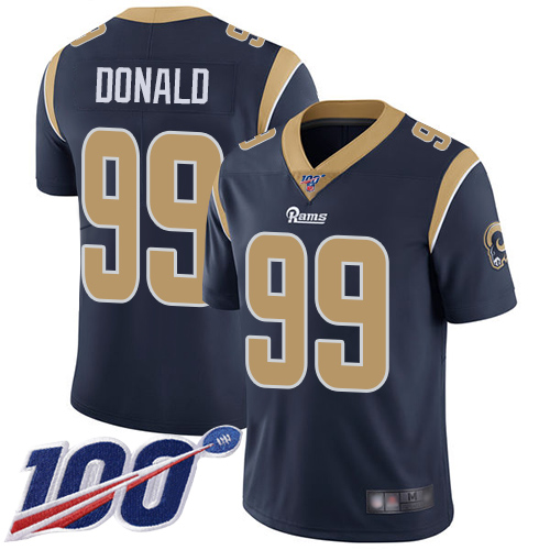 Nike Rams #99 Aaron Donald Navy Blue Team Color Youth Stitched NFL 100th Season Vapor Limited Jersey Nike Rams #99 Aaron Donald Navy Blue Team Color Youth Stitched NFL 100th Season Vapor Limited Jersey