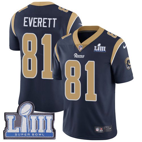 Nike Rams #81 Gerald Everett Navy Blue Team Color Super Bowl LIII Bound Youth Stitched NFL Vapor Untouchable Limited Jersey Nike Rams #81 Gerald Everett Navy Blue Team Color Super Bowl LIII Bound Youth Stitched NFL Vapor Untouchable Limited Jersey