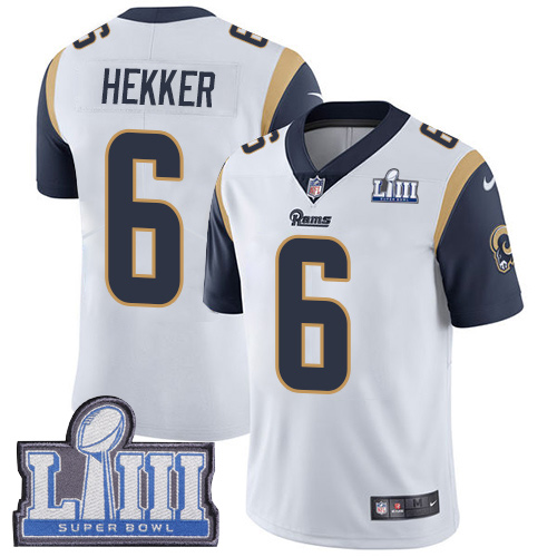 Nike Rams #6 Johnny Hekker White Super Bowl LIII Bound Youth Stitched NFL Vapor Untouchable Limited Jersey Nike Rams #6 Johnny Hekker White Super Bowl LIII Bound Youth Stitched NFL Vapor Untouchable Limited Jersey