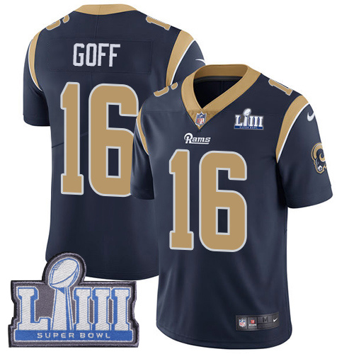 Nike Rams #16 Jared Goff Navy Blue Team Color Super Bowl LIII Bound Youth Stitched NFL Vapor Untouchable Limited Jersey Nike Rams #16 Jared Goff Navy Blue Team Color Super Bowl LIII Bound Youth Stitched NFL Vapor Untouchable Limited Jersey