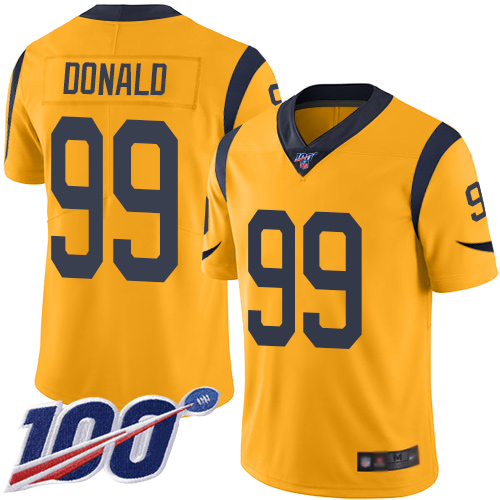 Nike Rams #99 Aaron Donald Gold Youth Stitched NFL Limited Rush 100th Season Jersey Nike Rams #99 Aaron Donald Gold Youth Stitched NFL Limited Rush 100th Season Jersey