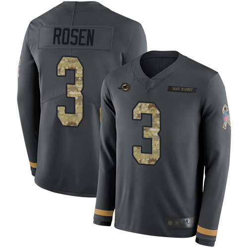Nike Dolphins #3 Josh Rosen Anthracite Salute to Service Youth Stitched NFL Limited Therma Long Sleeve Jersey Nike Dolphins #3 Josh Rosen Anthracite Salute to Service Youth Stitched NFL Limited Therma Long Sleeve Jersey