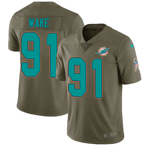 Nike Dolphins #91 Cameron Wake Olive Youth Stitched NFL Limited 2017 Salute to Service Jersey Nike Dolphins #91 Cameron Wake Olive Youth Stitched NFL Limited 2017 Salute to Service Jersey
