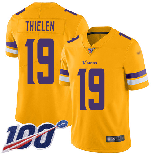 Nike Vikings #19 Adam Thielen Gold Youth Stitched NFL Limited Inverted Legend 100th Season Jersey Nike Vikings #19 Adam Thielen Gold Youth Stitched NFL Limited Inverted Legend 100th Season Jersey