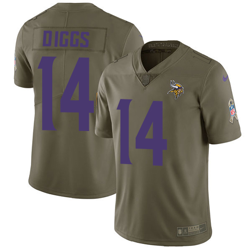 Nike Vikings #14 Stefon Diggs Olive Youth Stitched NFL Limited 2017 Salute to Service Jersey Nike Vikings #14 Stefon Diggs Olive Youth Stitched NFL Limited 2017 Salute to Service Jersey