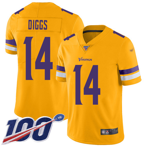 Nike Vikings #14 Stefon Diggs Gold Youth Stitched NFL Limited Inverted Legend 100th Season Jersey Nike Vikings #14 Stefon Diggs Gold Youth Stitched NFL Limited Inverted Legend 100th Season Jersey