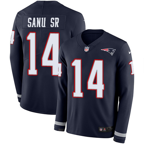 Nike Patriots #14 Mohamed Sanu Sr Navy Blue Team Color Youth Stitched NFL Limited Therma Long Sleeve Jersey Nike Patriots #14 Mohamed Sanu Sr Navy Blue Team Color Youth Stitched NFL Limited Therma Long Sleeve Jersey