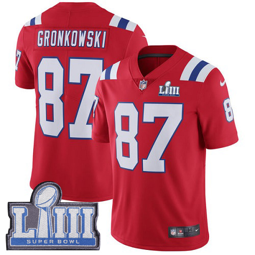 Nike Patriots #87 Rob Gronkowski Red Alternate Super Bowl LIII Bound Youth Stitched NFL Vapor Untouchable Limited Jersey Nike Patriots #87 Rob Gronkowski Red Alternate Super Bowl LIII Bound Youth Stitched NFL Vapor Untouchable Limited Jersey