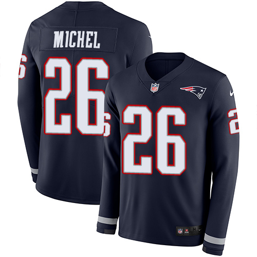 Nike Patriots #26 Sony Michel Navy Blue Team Color Youth Stitched NFL Limited Therma Long Sleeve Jersey Nike Patriots #26 Sony Michel Navy Blue Team Color Youth Stitched NFL Limited Therma Long Sleeve Jersey