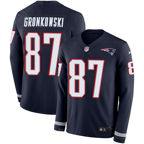 Nike Patriots #87 Rob Gronkowski Navy Blue Team Color Youth Stitched NFL Limited Therma Long Sleeve Jersey Nike Patriots #87 Rob Gronkowski Navy Blue Team Color Youth Stitched NFL Limited Therma Long Sleeve Jersey