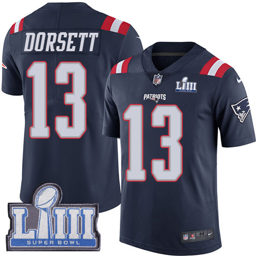 Nike Patriots #13 Phillip Dorsett Navy Blue Super Bowl LIII Bound Youth Stitched NFL Limited Rush Jersey Nike Patriots #13 Phillip Dorsett Navy Blue Super Bowl LIII Bound Youth Stitched NFL Limited Rush Jersey