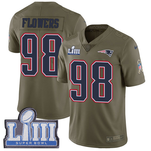 Nike Patriots #98 Trey Flowers Olive Super Bowl LIII Bound Youth Stitched NFL Limited 2017 Salute to Service Jersey Nike Patriots #98 Trey Flowers Olive Super Bowl LIII Bound Youth Stitched NFL Limited 2017 Salute to Service Jersey