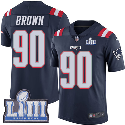 Nike Patriots #90 Malcom Brown Navy Blue Super Bowl LIII Bound Youth Stitched NFL Limited Rush Jersey Nike Patriots #90 Malcom Brown Navy Blue Super Bowl LIII Bound Youth Stitched NFL Limited Rush Jersey