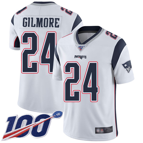 Nike Patriots #24 Stephon Gilmore White Youth Stitched NFL 100th Season Vapor Limited Jersey
