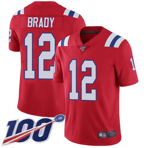 Nike Patriots #12 Tom Brady Red Alternate Youth Stitched NFL 100th Season Vapor Limited Jersey Nike Patriots #12 Tom Brady Red Alternate Youth Stitched NFL 100th Season Vapor Limited Jersey