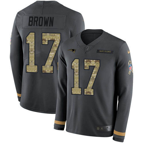 Nike Patriots #17 Antonio Brown Anthracite Salute to Service Youth Stitched NFL Limited Therma Long Sleeve Jersey Nike Patriots #17 Antonio Brown Anthracite Salute to Service Youth Stitched NFL Limited Therma Long Sleeve Jersey