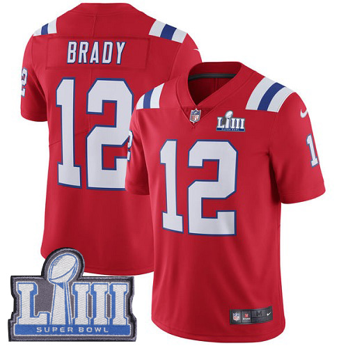 Nike Patriots #12 Tom Brady Red Alternate Super Bowl LIII Bound Youth Stitched NFL Vapor Untouchable Limited Jersey Nike Patriots #12 Tom Brady Red Alternate Super Bowl LIII Bound Youth Stitched NFL Vapor Untouchable Limited Jersey