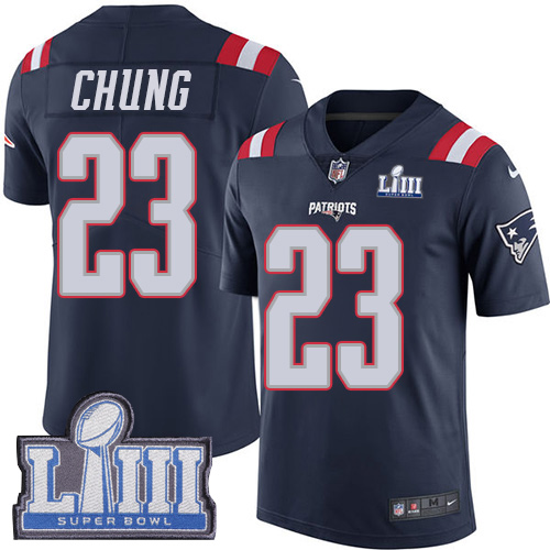 Nike Patriots #23 Patrick Chung Navy Blue Super Bowl LIII Bound Youth Stitched NFL Limited Rush Jersey Nike Patriots #23 Patrick Chung Navy Blue Super Bowl LIII Bound Youth Stitched NFL Limited Rush Jersey