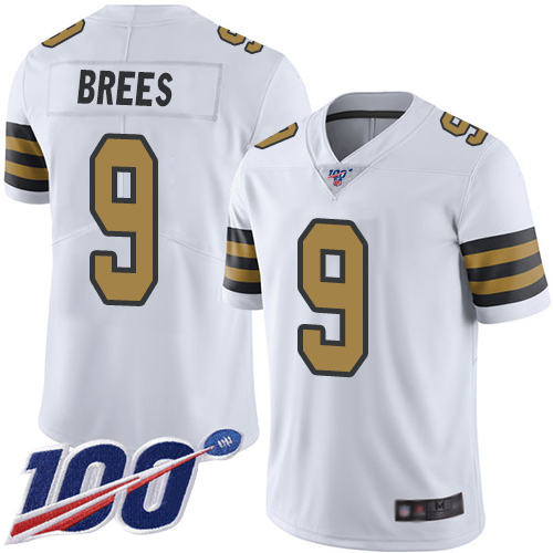 Nike Saints #9 Drew Brees White Youth Stitched NFL Limited Rush 100th Season Jersey Nike Saints #9 Drew Brees White Youth Stitched NFL Limited Rush 100th Season Jersey