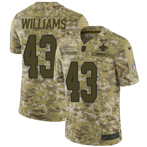 Nike Saints #43 Marcus Williams Camo Youth Stitched NFL Limited 2018 Salute to Service Jersey Nike Saints #43 Marcus Williams Camo Youth Stitched NFL Limited 2018 Salute to Service Jersey