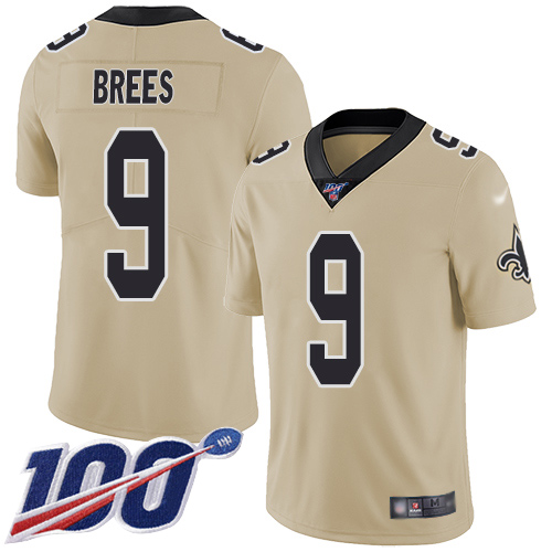Nike Saints #9 Drew Brees Gold Youth Stitched NFL Limited Inverted Legend 100th Season Jersey Nike Saints #9 Drew Brees Gold Youth Stitched NFL Limited Inverted Legend 100th Season Jersey